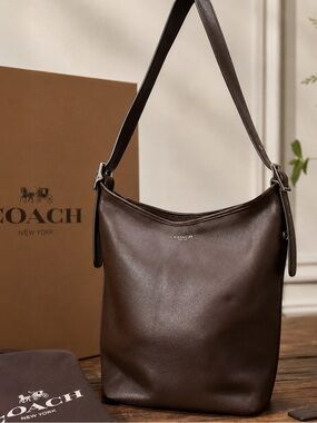 Coach Dark Brown Leather Shoulder Handbag F1381-19889